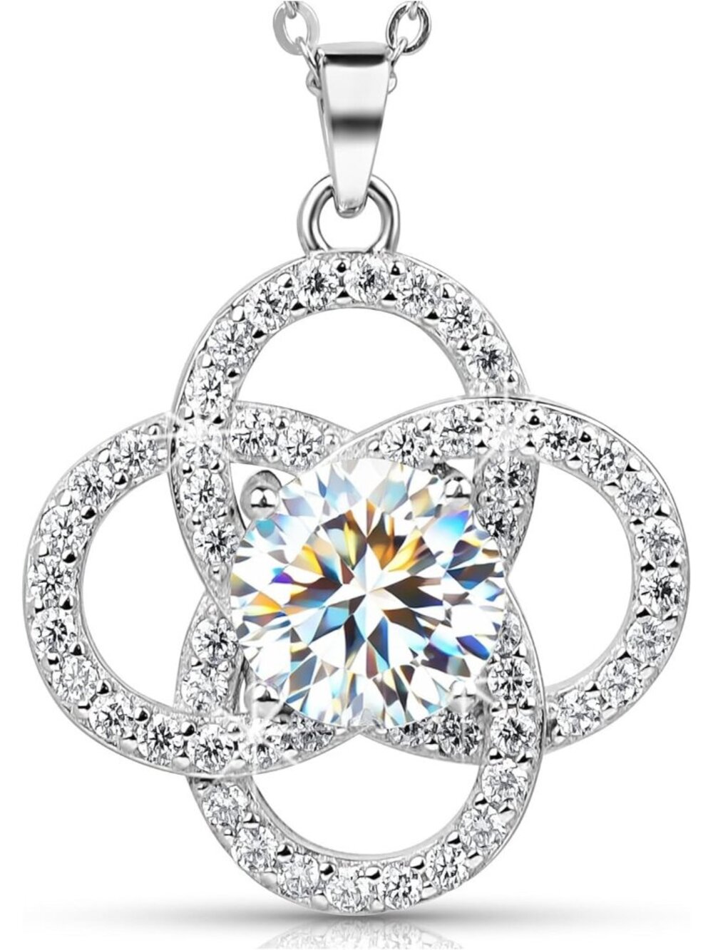 Women’s White Silver Sterling Love Moissanite Dainty Jewelry Pendant Necklace